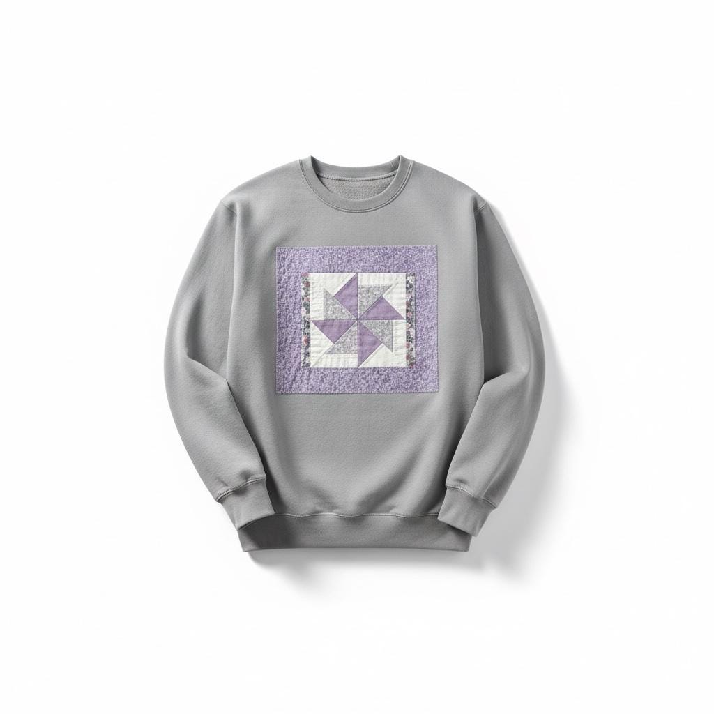 Spring Quilt Patch Sweatshirt • Patchwork Appliqué Crewneck • Pastel Cottagecore Pullover