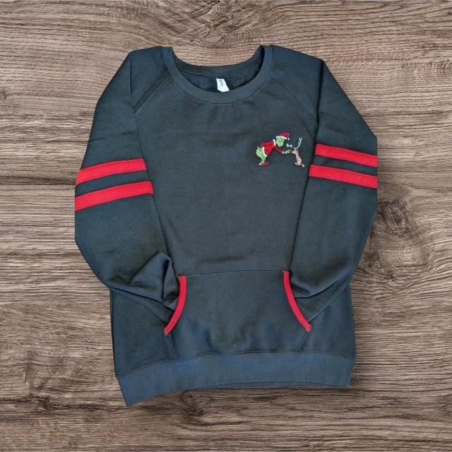 Grinch Booping Max Embroidered Crewneck • Christmas Sweatshirt • Holiday Embroidery • Cozy Winter Sweater • Grinchmas Gift Idea