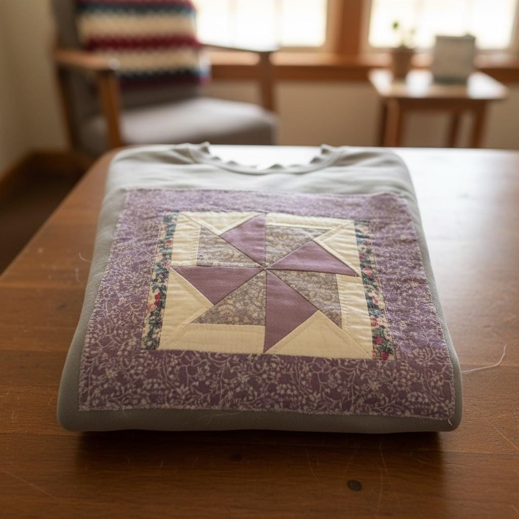 Spring Quilt Patch Sweatshirt • Patchwork Appliqué Crewneck • Pastel Cottagecore Pullover