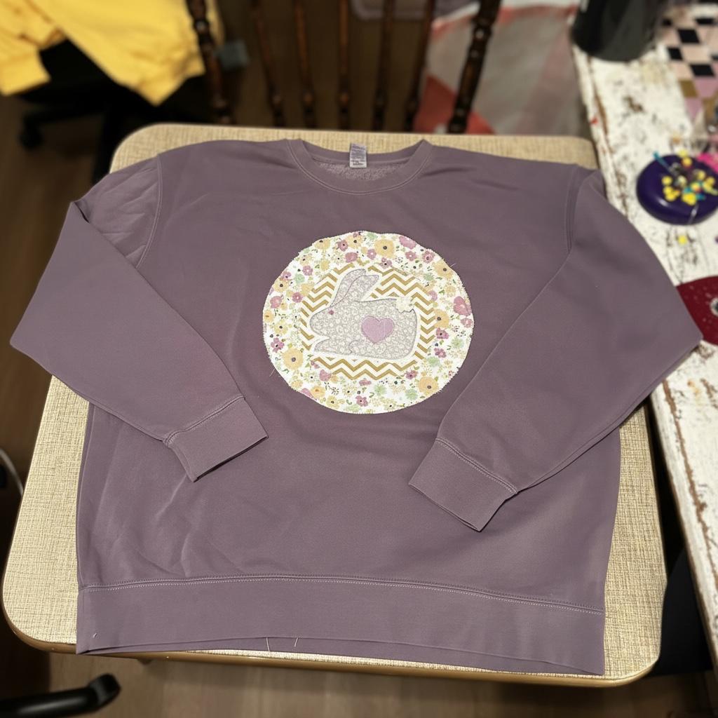 Spring Quilt Patch Sweatshirt • Patchwork Appliqué Crewneck • Pastel Cottagecore Pullover