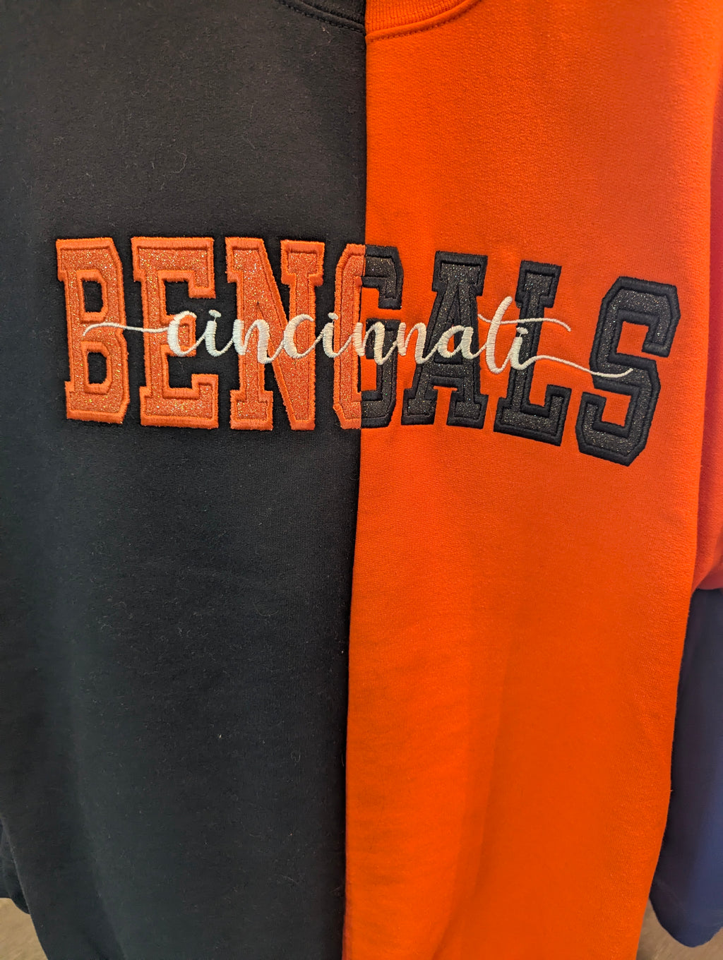 Color Block Bengals Glitter Crew