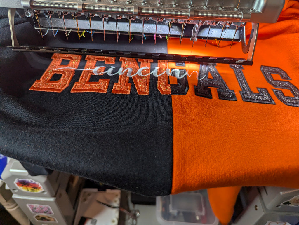 Color Block Bengals Glitter Crew