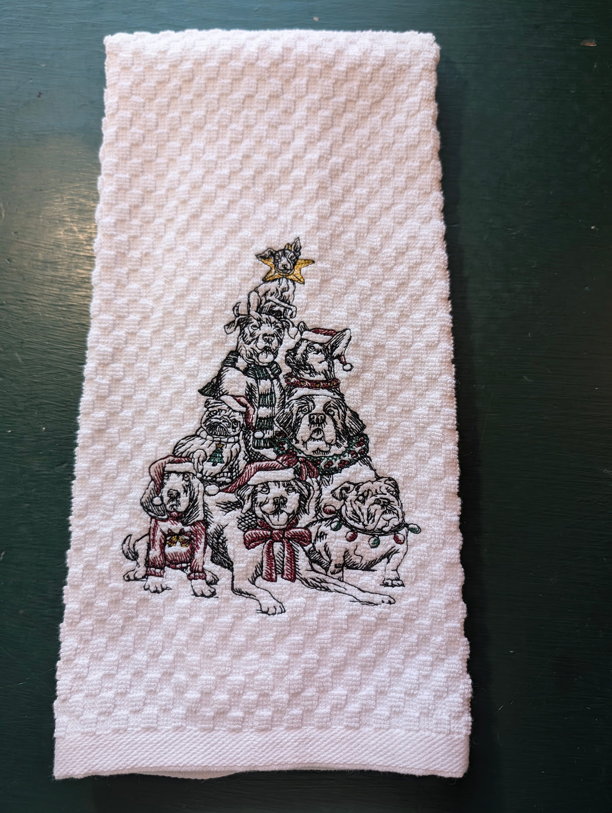 Holiday embroidered kitchen towels