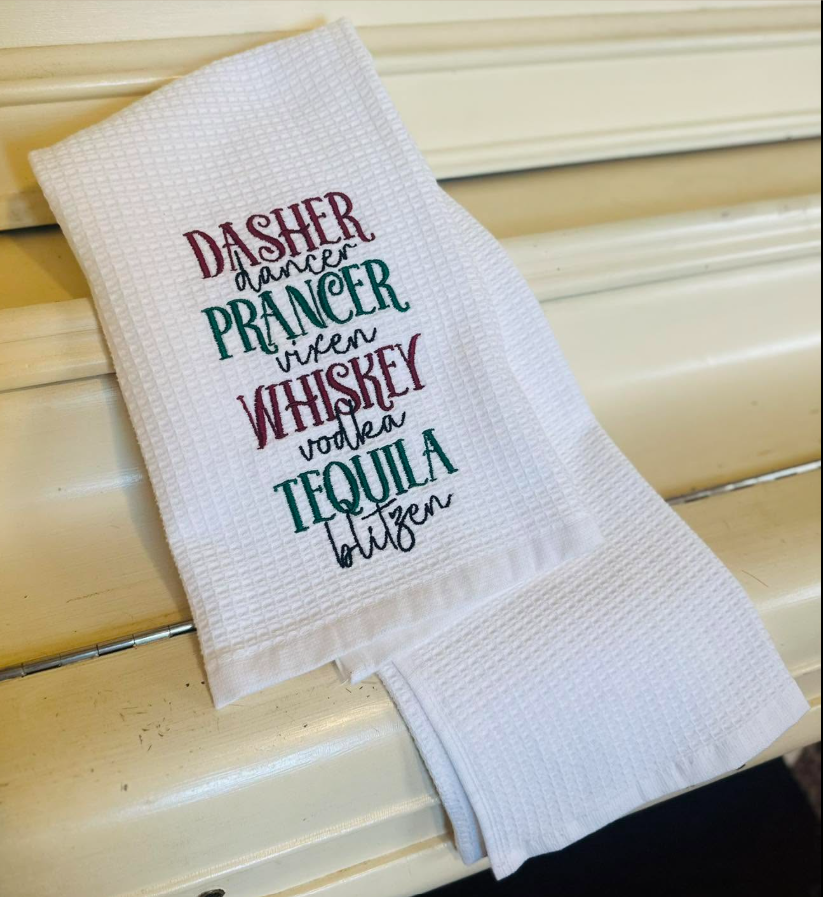 Holiday embroidered kitchen towels