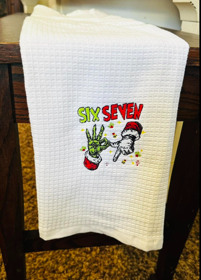 Holiday embroidered kitchen towels