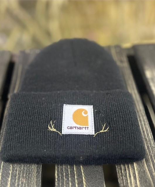 Carhartt Beanie with Embroidered Antlers • Custom Outdoor Knit Hat • Rustic Winter Gift • Personalized Beanie for Hunters & Nature Lovers