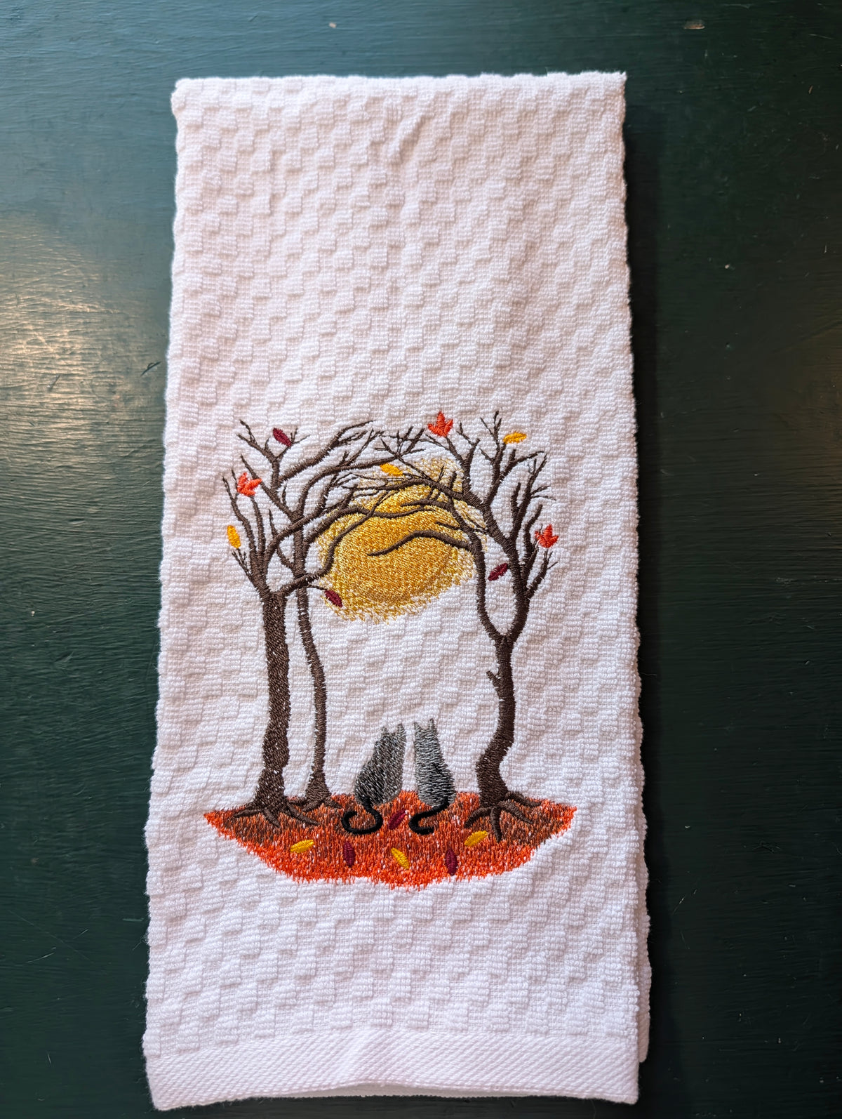 Kitties Under Harvest Moon Hand Towel