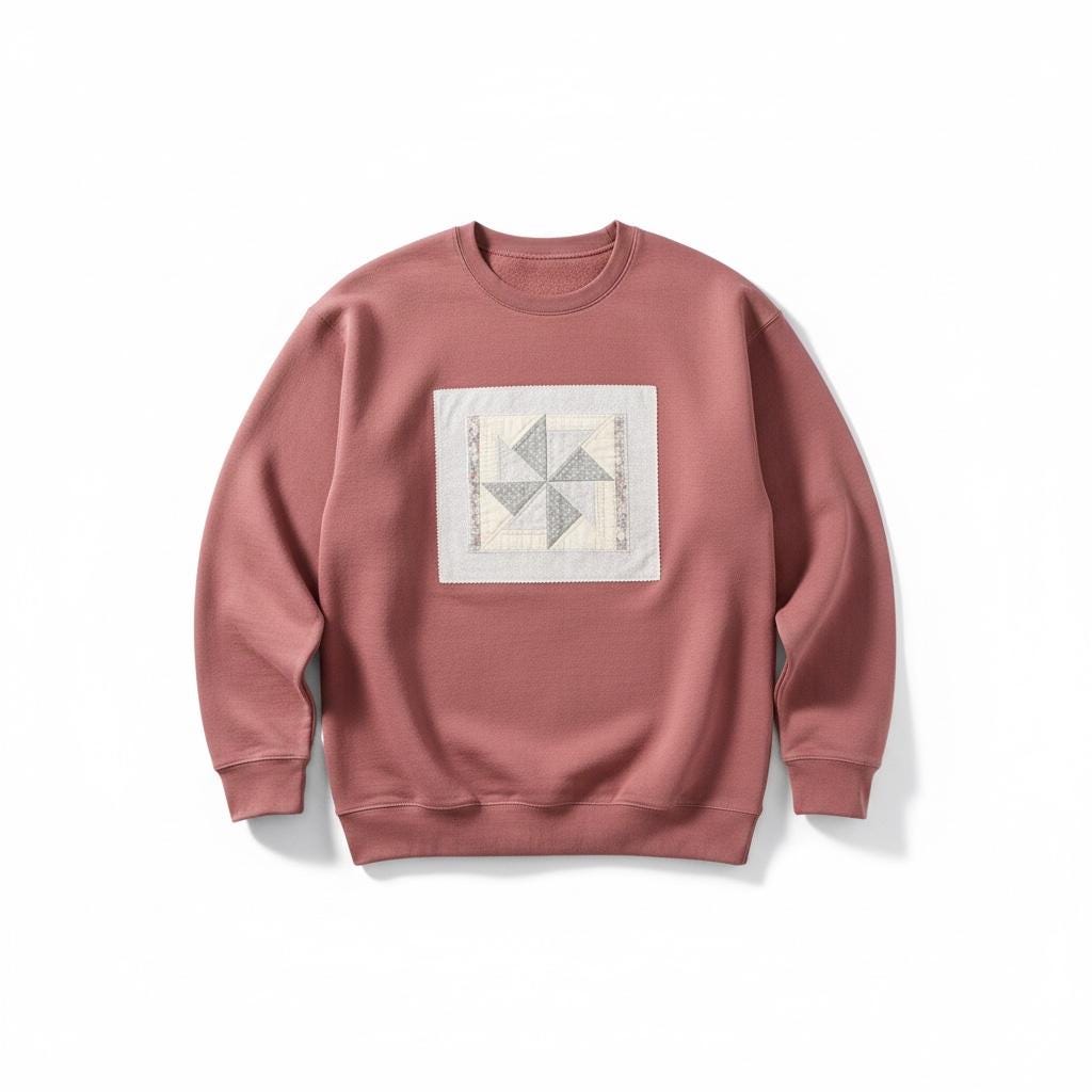 Spring Patchwork Crewneck • Vintage Quilt Patch Pullover • Pastel Cottagecore Sweatshirt