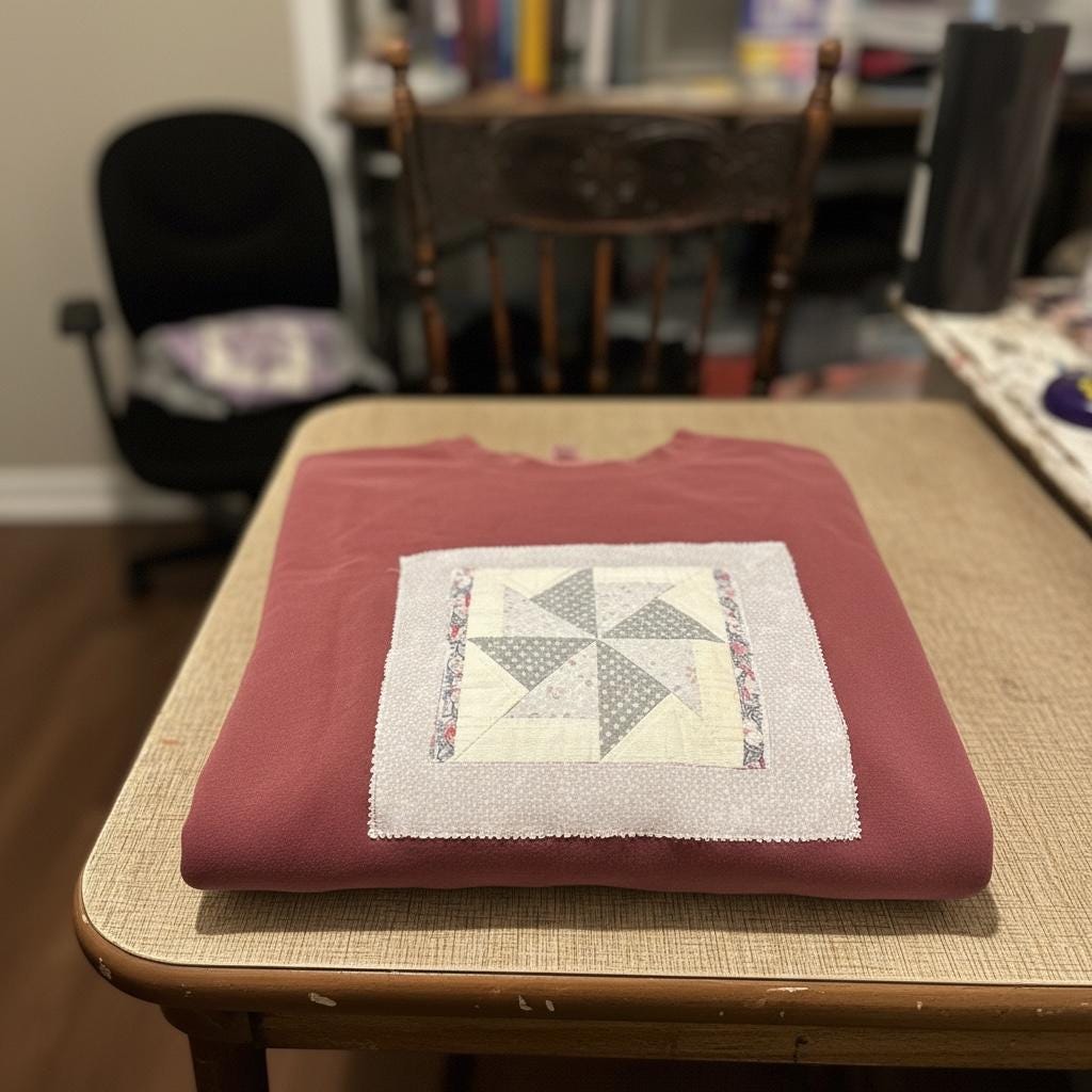 Spring Patchwork Crewneck • Vintage Quilt Patch Pullover • Pastel Cottagecore Sweatshirt