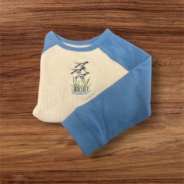 Embroidered Mallard Ducks Kids Shirt • Flying Ducks Over Pond • Nature Wildlife Embroidery • Outdoor Kids Tee • Duck Lover Gift for Children
