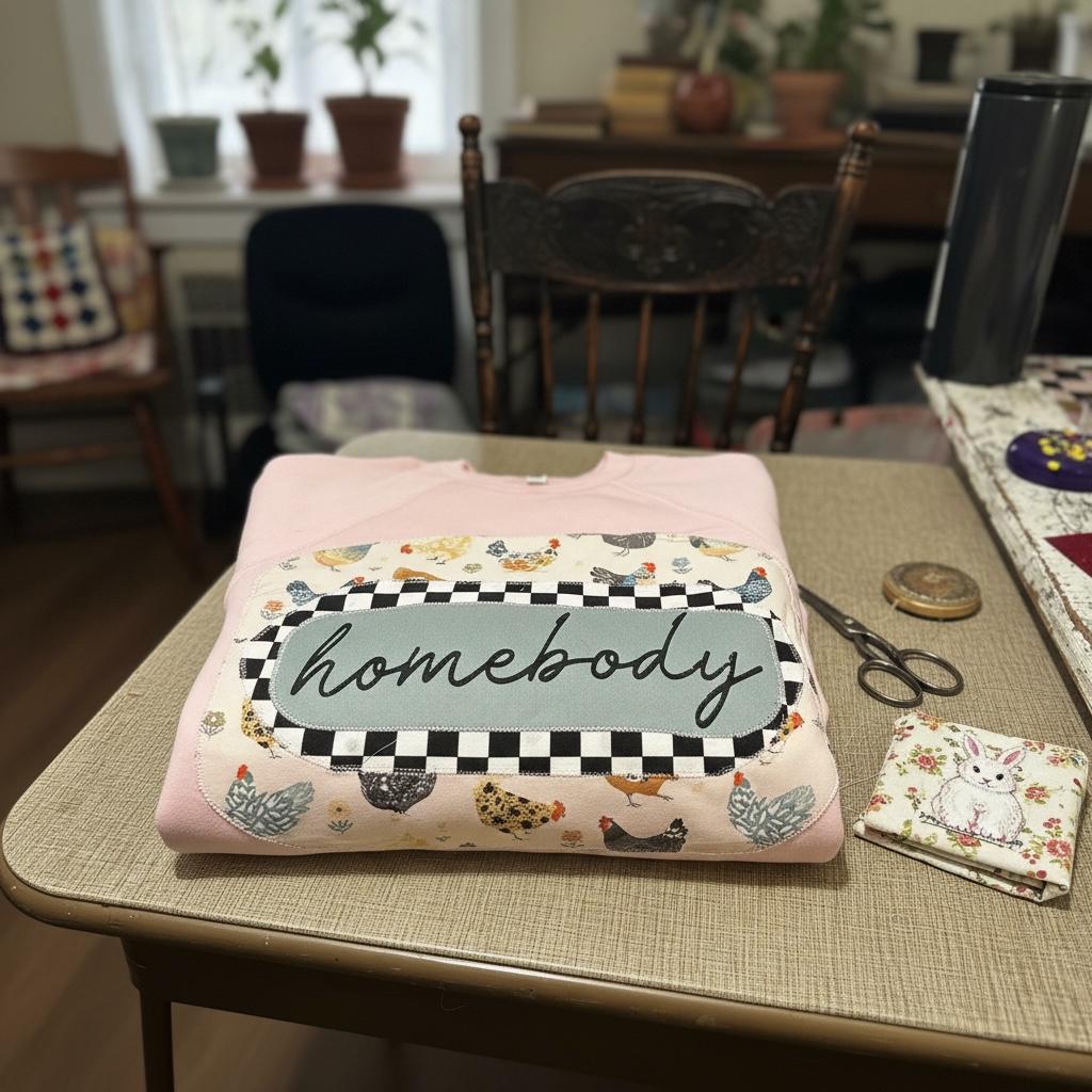 Homebody Chicken Patch Shirt • Farm Life Appliqué Tee • Homestead Graphic Top