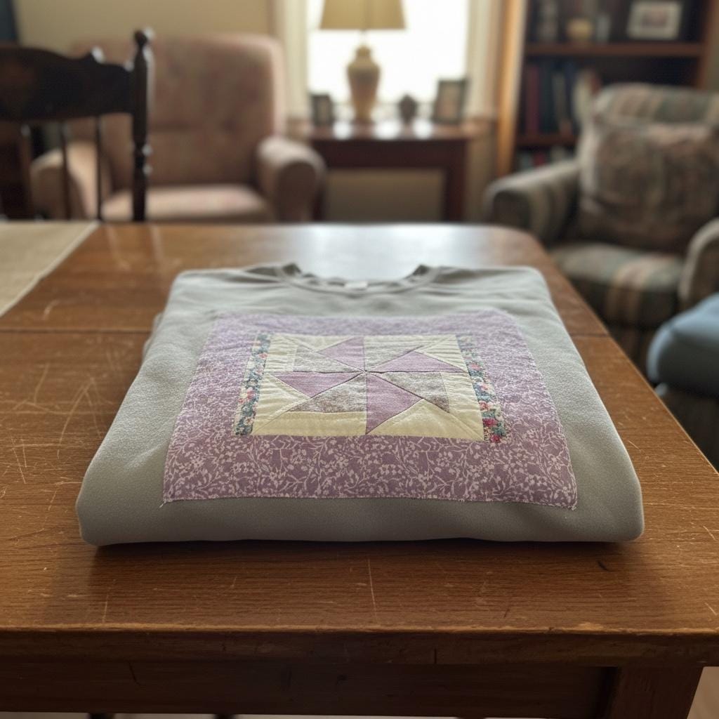 Spring Quilt Patch Sweatshirt • Patchwork Appliqué Crewneck • Pastel Cottagecore Pullover