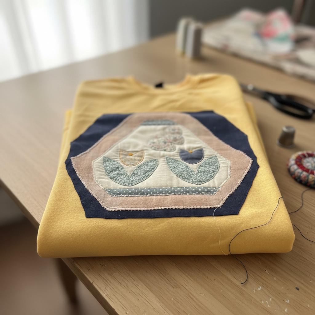 Spring Patchwork Crewneck • Vintage Quilt Patch Pullover • Pastel Cottagecore Sweatshirt