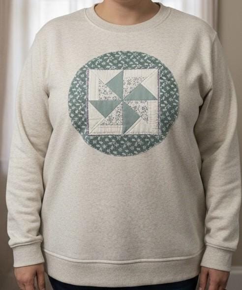 Spring Quilt Patch Crewneck • Pastel Patchwork Sweatshirt • Handmade Appliqué Shirt