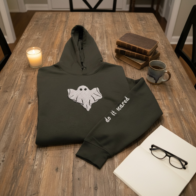 "Do It Scared" Ghost Embroidered Hoodie - Toddler/Youth/Adult