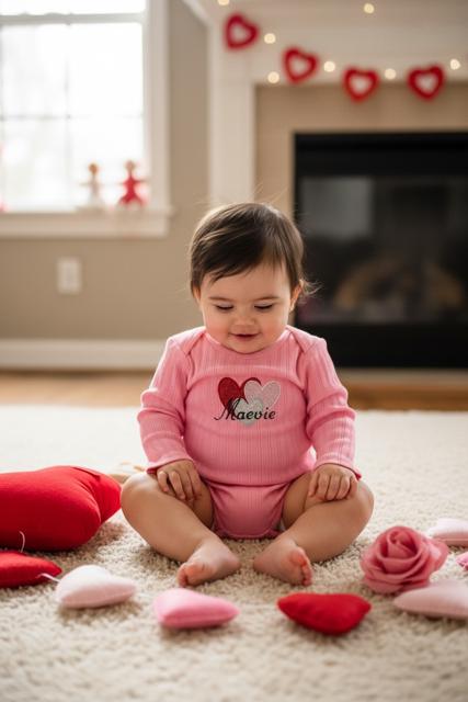Personalized Baby Girl embroidered Valentine's Day Shirt