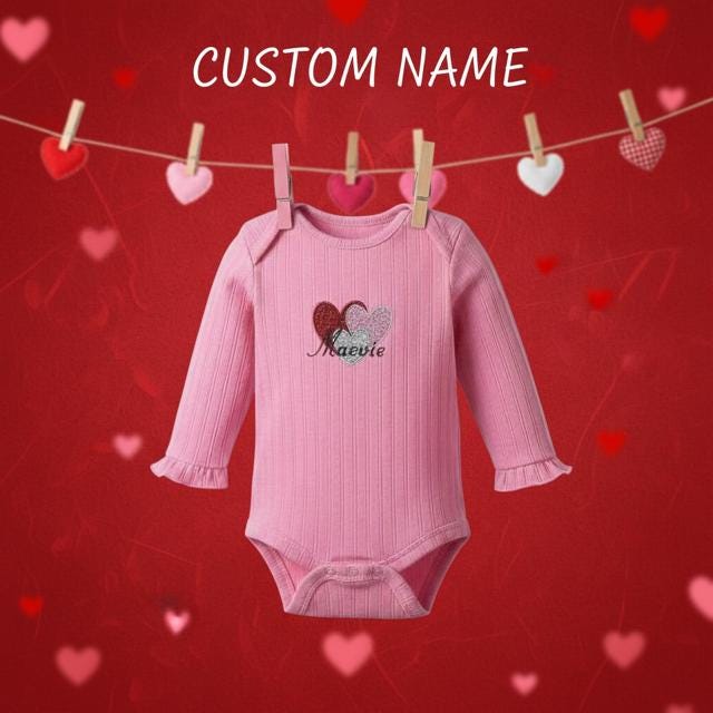 Personalized Baby Girl embroidered Valentine's Day Shirt