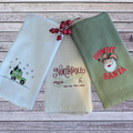 Holiday embroidered kitchen towels